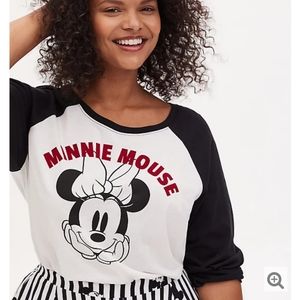 DISNEY MINNIE MOUSE WHITE JERSEY RAGLAN TOP